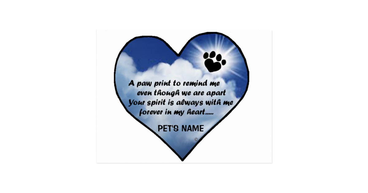 Pawprint Memorial Poem Postcard | Zazzle.com