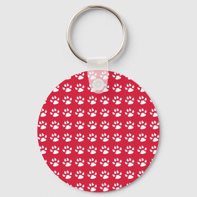 Pawprint Pattern (red & white) Keychain (Front)