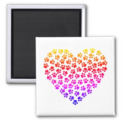 Pawprint Rainbow Heart Magnet