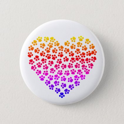 Pawprint Rainbow Heart Pinback Button