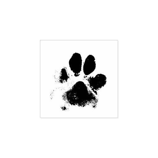 Pawprint stamp, dog paw black imprint pet rubber stamp | Zazzle