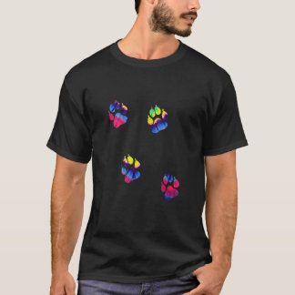 Pawprint Tie Dye Rainbow Dog Paw print gift Dog Lo T-Shirt