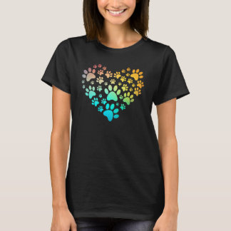 Pawprint Tie Dye Rainbow Inspired Dog Paw print Gi T-Shirt