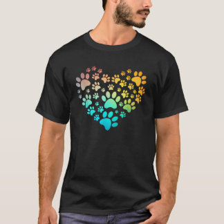Pawprint Tie Dye Rainbow Inspired Dog Paw print Gi T-Shirt