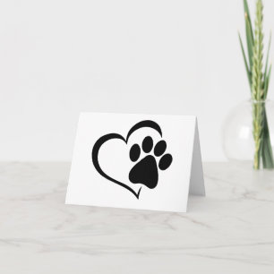 PawPrint with Heart Design BLANK Card