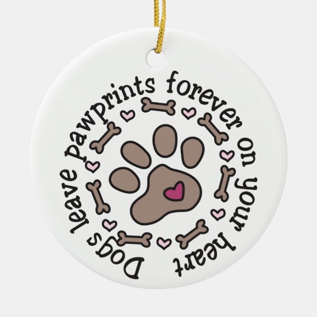 Pawprints Ceramic Ornament (Front)
