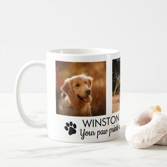 Pawprints Dog Memorial Photo Coffee Mug (With Donut)