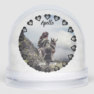 Pawprints of Love Customizable Photo Pet Memorial Snow Globe