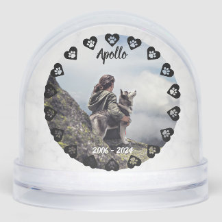 Pawprints of Love Customizable Photo Pet Memorial Snow Globe