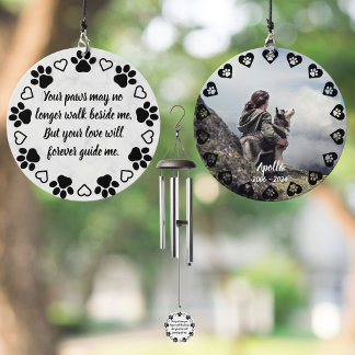Pawprints of Love Customizable Photo Pet Memorial Wind Chime