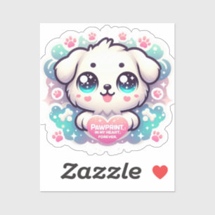 Pawprints on My Heart, Forever Kawaii Puppy Vinyl Sticker