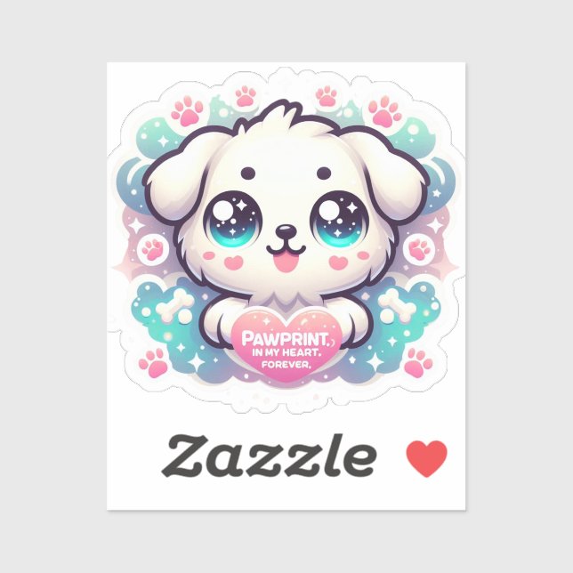 Pawprints on My Heart, Forever Kawaii Puppy Vinyl Sticker (Sheet)
