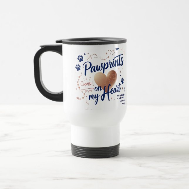 Pawprints on My Heart – Pet Lover Travel Mug (Left)