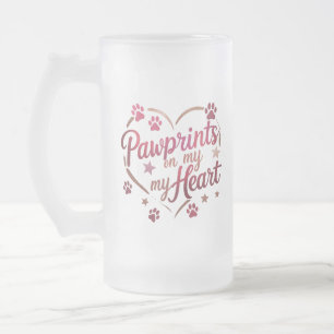 Pawprints on My Heart – Rose Pink Frosted Mug 16oz