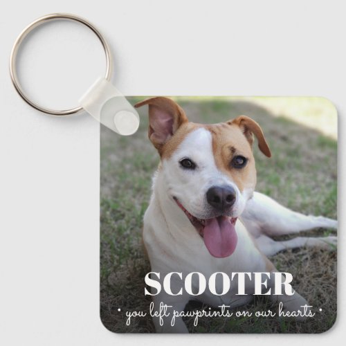 Pawprints on Our Hearts Dog Memorial Photo Keychain