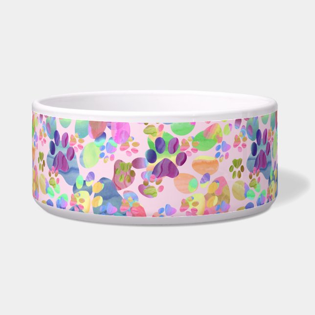 Pawprints on Pink Bowl (Front)