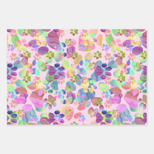 Pawprints on Pink Wrapping Paper Sheets