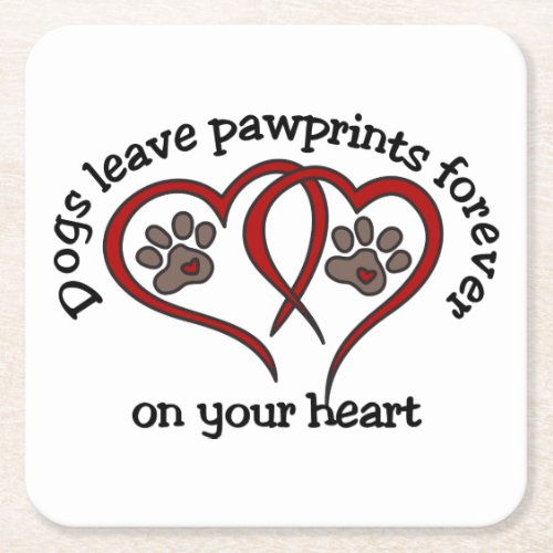 Pawprints Square Paper Coaster