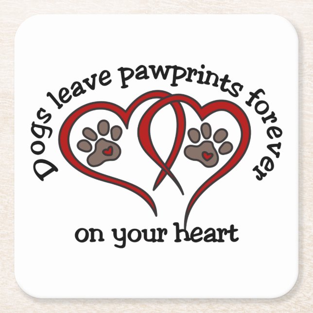 Pawprints Square Paper Coaster (Front)