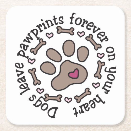 Pawprints Square Paper Coaster