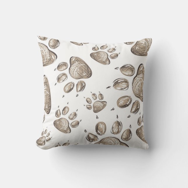 Pawprints Throw Pillow (Front)