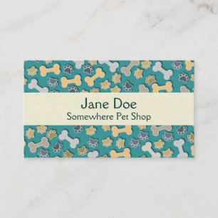 Paws and Bones Green Pet Shop Business Card