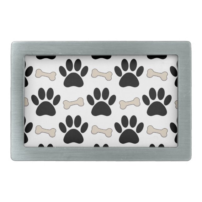 Paws And Bones Pattern Belt Buckle (Front)