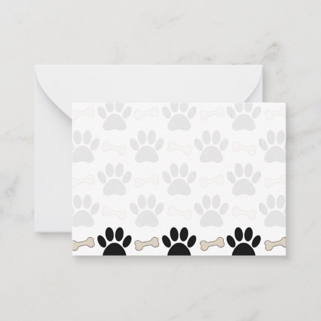 Paws And Bones Pattern Blank Note Card (Front)