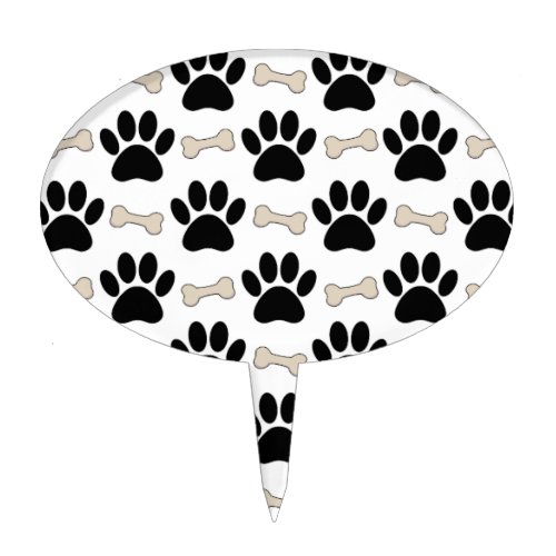 Paws And Bones Pattern Cake Topper
