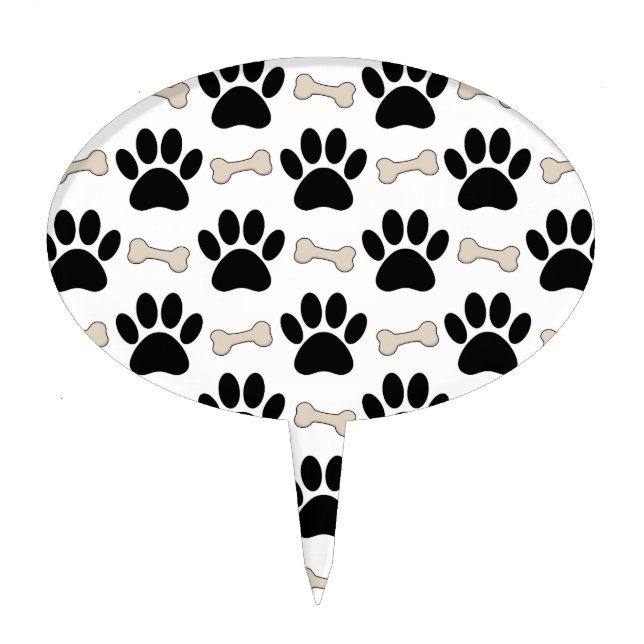 Paws And Bones Pattern Cake Topper (Front)