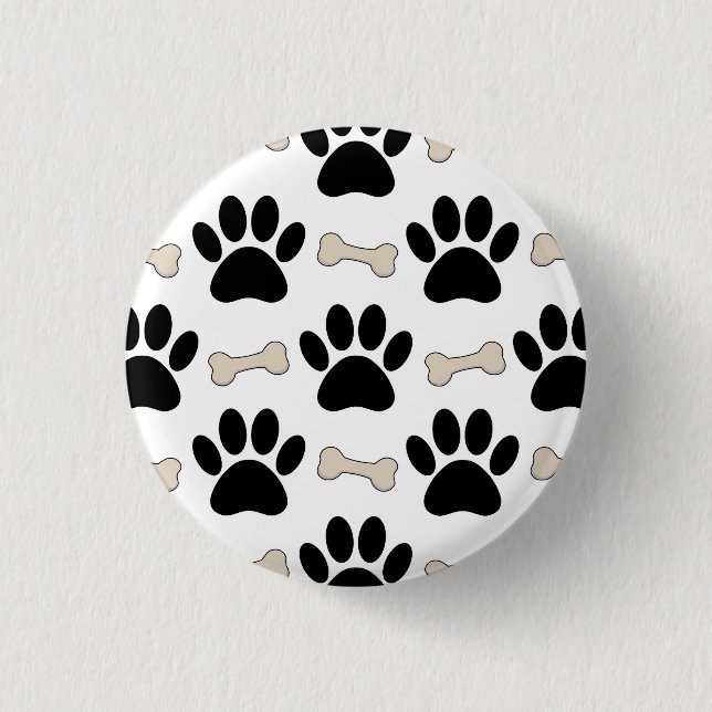 Paws And Bones Pattern Canine Button (Front)