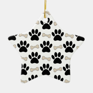 Paws And Bones Pattern Ceramic Ornament