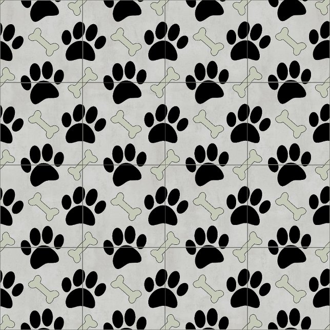 Paws And Bones Pattern Ceramic Tile (Creator Uploaded)