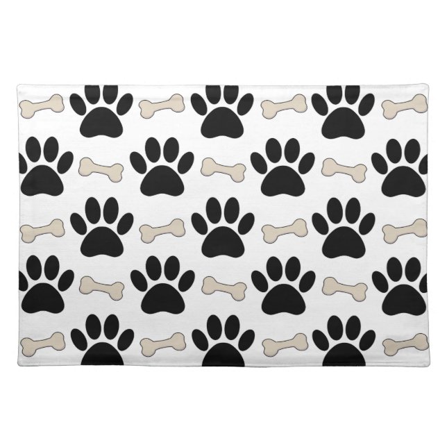 Paws And Bones Pattern Cloth Placemat (Front)
