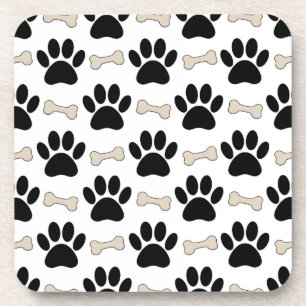 Paws And Bones Pattern Coaster