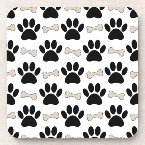 Paws And Bones Pattern Coaster