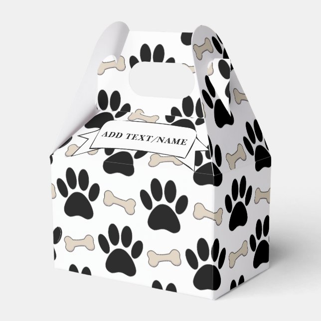 Paws And Bones Pattern Custom Favor Boxes (Front Side)