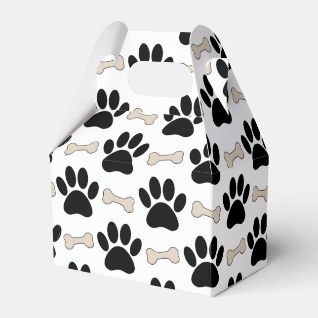 Paws And Bones Pattern Favor Boxes (Front Side)