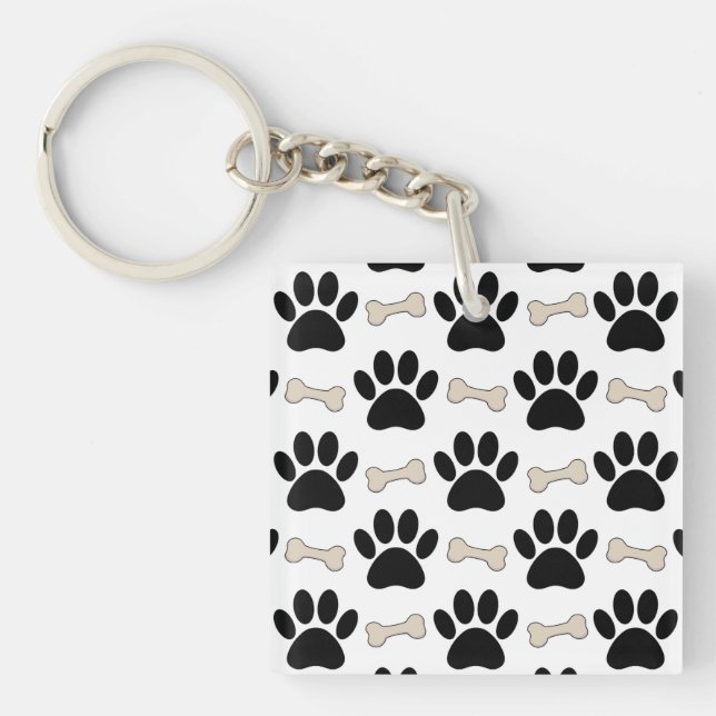 Paws And Bones Pattern Keychain (Front)