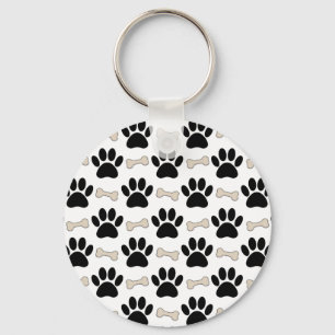 Paws And Bones Pattern Keychain