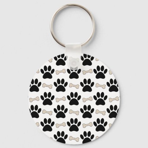 Paws And Bones Pattern Keychain