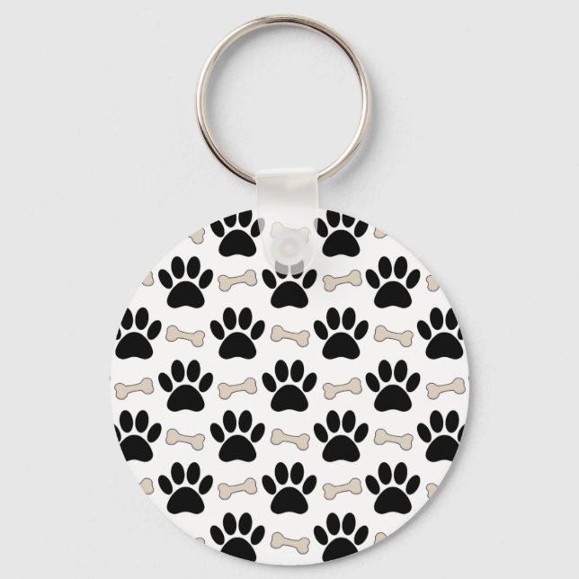 Paws And Bones Pattern Keychain (Front)