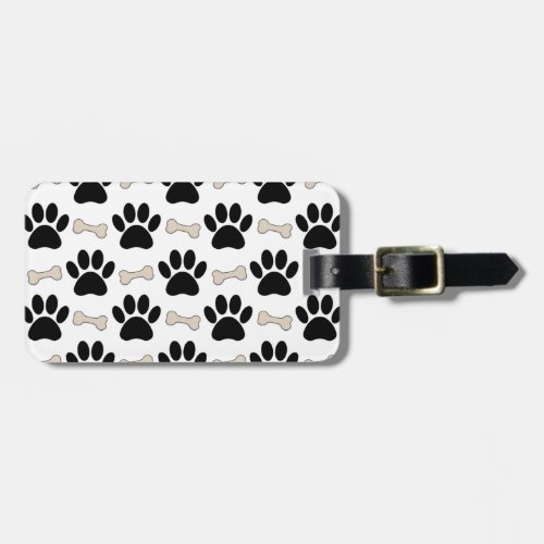 Paws And Bones Pattern Luggage Tag