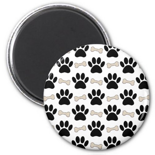 Paws And Bones Pattern Magnet