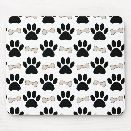 Paws And Bones Pattern Mouse Pad