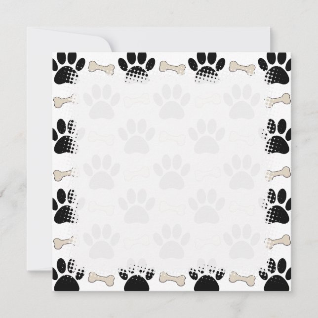 Paws And Bones Pattern Note Card (Front)
