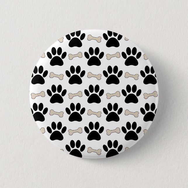 Paws And Bones Pattern Pet Button (Front)