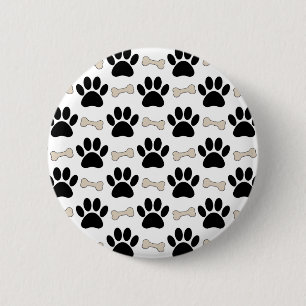 Paws And Bones Pattern Pinback Button