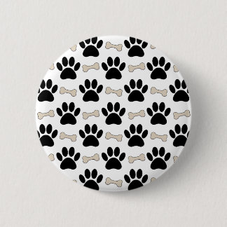 Paws And Bones Pattern Pinback Button