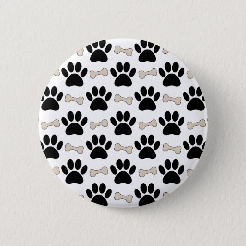 Paws And Bones Pattern Pinback Button